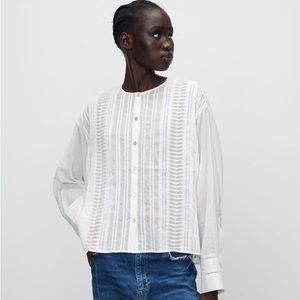 M. Zara SHIRT WITH EMBELLISHED TRIM